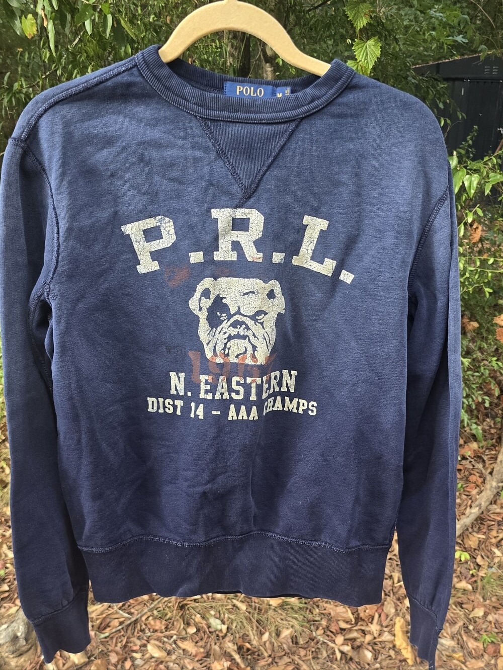 Polo by Ralph Lauren Navy Bulldog P.R.L. Crewneck Sweatshirt Sz M8